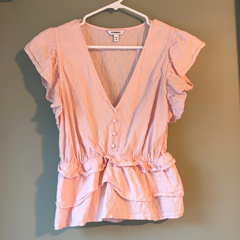 Express Light Pink Ruffle Top